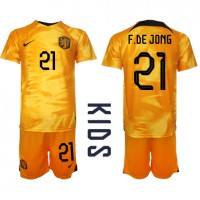 Dječji Nogometni Dres Nizozemska Frenkie de Jong #21 Domaci SP 2022 Kratak Rukav (+ Kratke hlače)